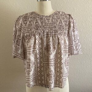 TCEC Cream and Brown Patterned Blouse